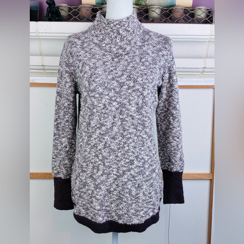 LLBean Signature cool grandma Marled Mock T Neck cotton/ linen sweater